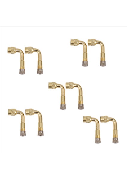 10 Adet Vana Uzatma Valfi Lastik Pirinç 90 Derece Kamyon Arabası Motosikleti Için Evrensel (Yurt Dışından)