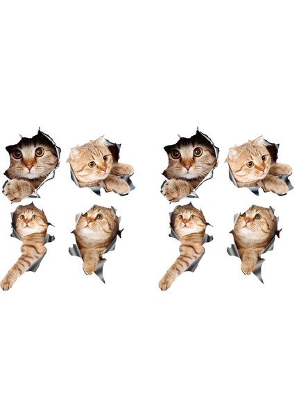 (8pcs) 3D Kedi Araba Çıkartmaları Pencere Kamyon Araba Dizüstü Veya Ipad Için Çıkartma / Çıkartma (Yurt Dışından)