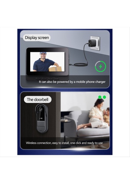 Kablosuz Su Geçirmez Görsel Kapı Zili Ir Night Vizyon Kapı Bell Hd 4 3inch IPS Ekran Video Akıllı Ev Kapı Çan Kamera (Yurt Dışından) fırsatları