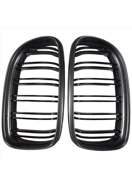Araba Karbon Fiber Parlak Siyah Çift Çift Çift Ön Böbrek Izgara For-Bmw E90 E91 Lcı 3 Serisi 2009-2011 (Yurt Dışından) indirimleri