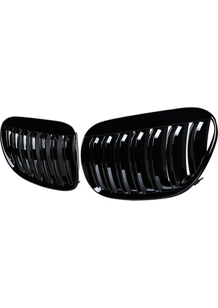 Bmw 6 Serisi E63 E64 2004-2010 Yarış Izgarası Aksesuarları Parlak Siyah Için Ön Böbrek Tampon Izgara Izgara Çift Çizgi (Yurt Dışından) indirimleri
