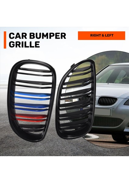 Araba Parlatıcı Siyah Ön Kaput Böbrek Çift Hat Izgara Mesh Sport Racing Izgaraları Bmw E60 E61 5 Serisi M5 04-09 M Stil (Yurt Dışından) indirimleri