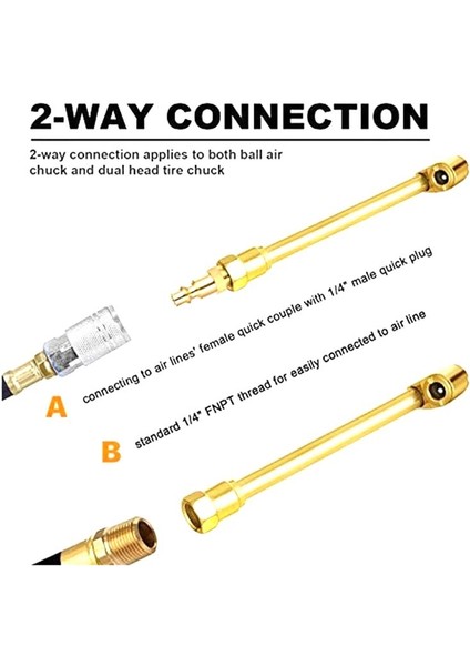 8pc Air Chuck Set-1/4in Dişi Kapalı Ball Chuck &amp Dual Head Hava Chuck &amp Men Fiş Lastik Hava Dolgu Kiti Lastik Şişirme Göstergesi Için (Yurt Dışından) fırsatları
