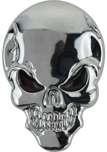 Moda Punk 3D Kafatası Rozeti Araba/motosiklet Metal Sticker Serin Çıkartma Gümüş (Yurt Dışından)