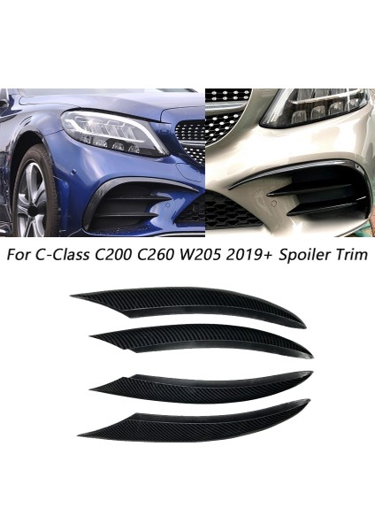 4pcs Karbon Fiber Araba Ön Tampon Spoiler Sis Lambası Izgara Trim Kapak Mercedes-Benz C-Sınıf C200 C260 W205 2019+ (Yurt Dışından) modelleri