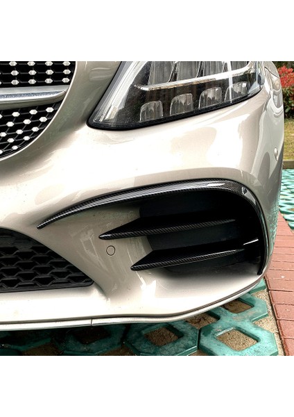4pcs Karbon Fiber Araba Ön Tampon Spoiler Sis Lambası Izgara Trim Kapak Mercedes-Benz C-Sınıf C200 C260 W205 2019+ (Yurt Dışından) indirimleri