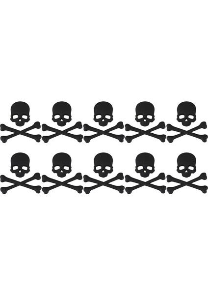 2x Kafatası Kemik 3D Tasarım Motosiklet Araç Amblem Rozeti Sticker Siyah (Yurt Dışından)