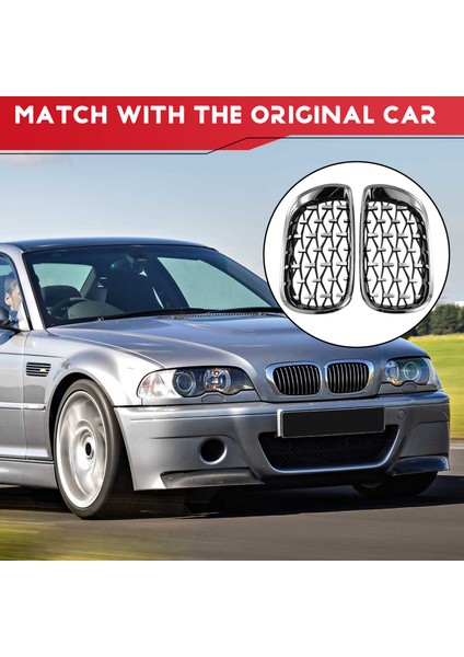Çift Krom Elmas Ön Izgara Böbrek Grille L+R Bmw E46 4 Dograk Sedan 2002-2005 (Yurt Dışından) indirimleri