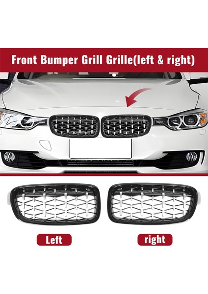 Araba Ön Tampon Böbrek Izgara Yarışı Bmw 3 Serisi F30 F31 320I 325I 328I 330I 2012-2018 Gümüş+Siyah (Yurt Dışından) fırsatları