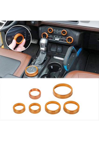 6pcs Klima Radyosu 4WD Far Düğmesi Yüzüğü Klima Kontrol Anahtarı Dekoratif Halka Trim Ford Bronco Için 21-23 (Yurt Dışından) fiyatları