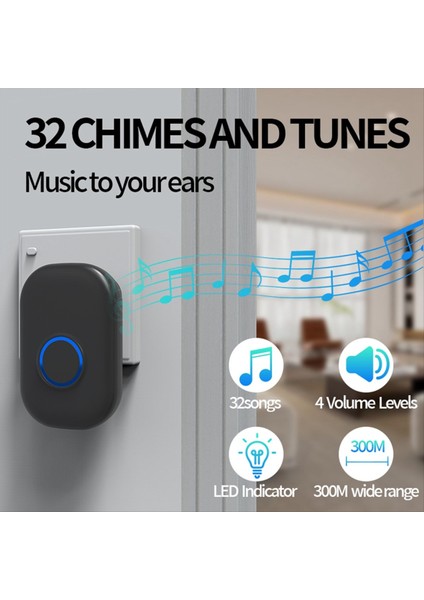Ab Kablosuz Kapı Zili Su Geçirmez Akıllı Kapı Zili Ev Kapı Zili Akıllı 4 Seviyeli Hacim Kontrolü 32 Şarkılar Kapı Zili (Yurt Dışından) indirimleri