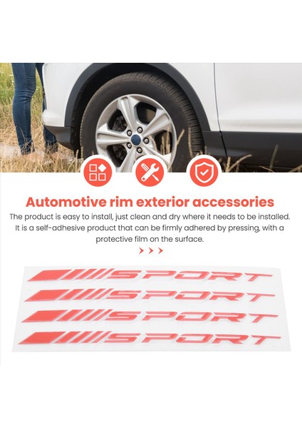 Spor Çıkartma Çıkartma Tekerlekleri Jantlar Yarış Araba Sticker Kendi Yapışkan Araba Kapı Jantlar Tekerlek Göbek Çıkartma Aksesuarları 4 Pcs Kırmızı (Yurt Dışından) indirimleri