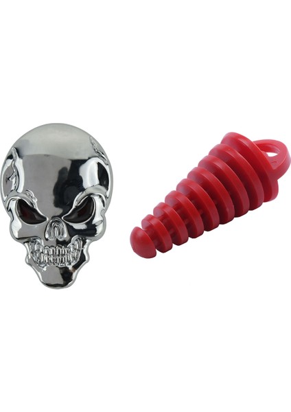 3D Kafatası Rozeti Araba/motosiklet Metal Sticker Serin Yatak Gümüş ve Susturucu Boru Egzoz Susturucu Yıkama Fişi (Yurt Dışından)