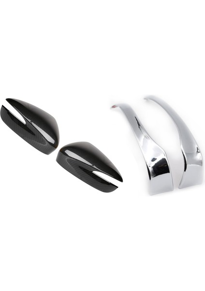2 Çift Mazda Cx-3 Cx3 Araba Kapı Yan Dikiz Bakış Ayna Şerit Trim Kapak Dış Dekor Karbon Fiber Renk ve Gümüş (Yurt Dışından)