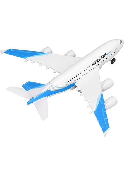 Çek Bırak Metal Yolcu Uçağı Işıklı Sesli Mavi A3806A