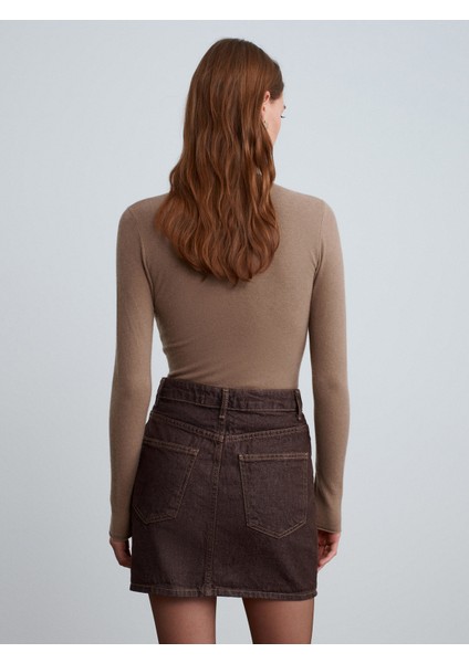 80592 %100 Pamuk Mini Kot Etek-Kahve fiyatları