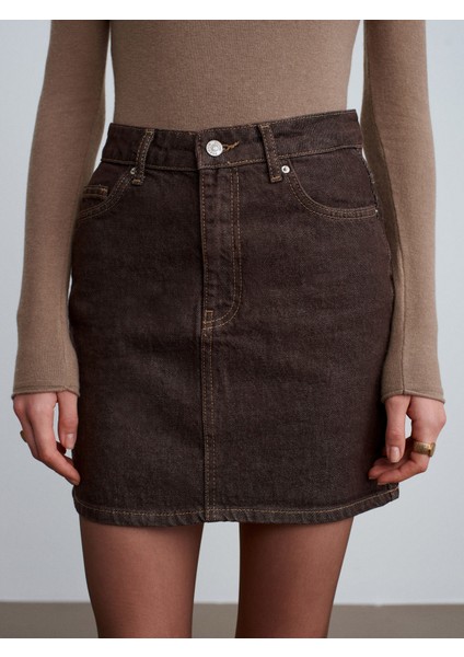 80592 %100 Pamuk Mini Kot Etek-Kahve fırsatları