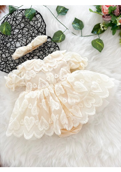 Ada Kalp Desenli Kız Bebek Romper modelleri