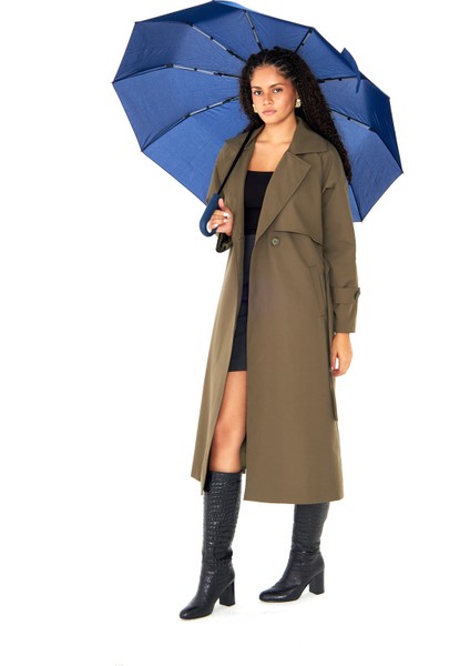 Otomatik Fiber Telli Kanca Saplı Şemsiye, Lacivert, Dayanıklı ve Şık Tasarım indirimleri