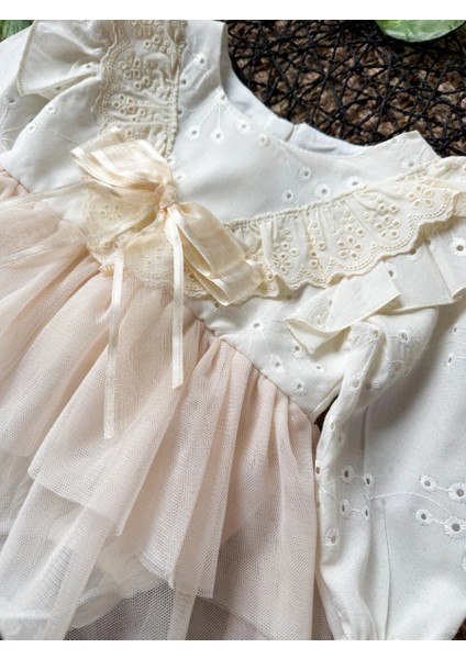 Elise Krem Yumuşak Tütü Romper Uzun Kollu Kız Bebek Elbise indirimleri