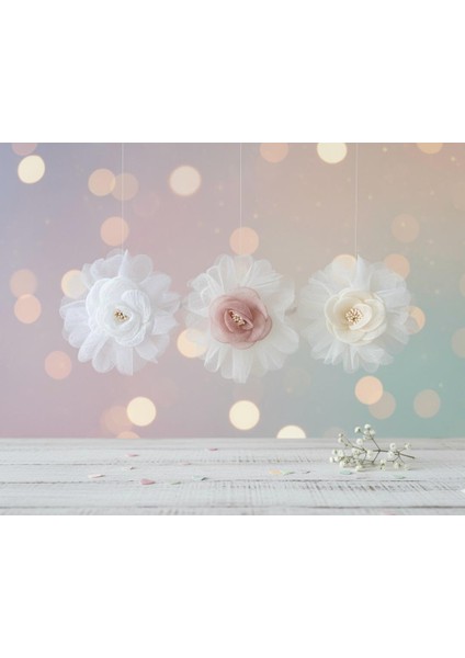 El Yapımı Gül Detaylı Tül Taç Beyaz fiyatları