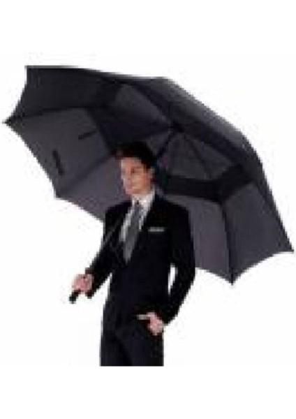 Çift Katmanlı Siyah EL-15M Protokol Şemsiyesi, Dayanıklı ve Şık Koruma Sağlar