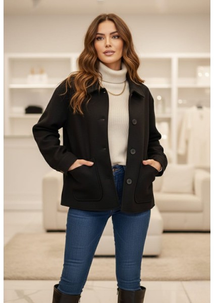 Kadın Çift Cepli Kısa Kaşe Ceket modelleri