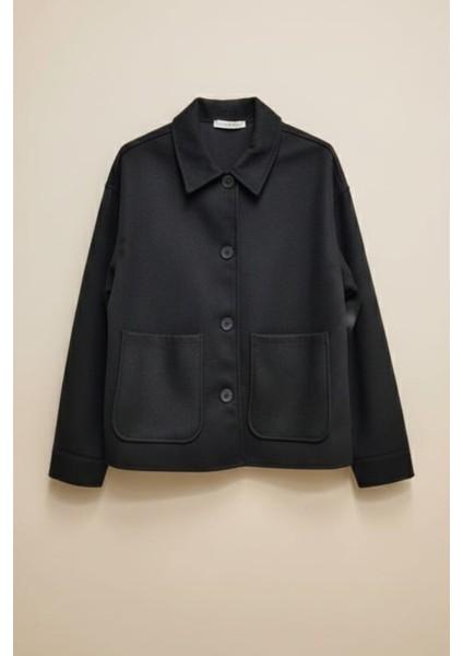 Kadın Çift Cepli Kısa Kaşe Ceket