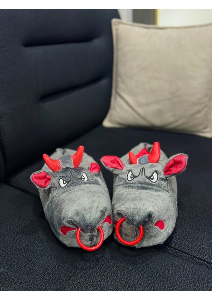 Gri Kızgın Boğa Sessiz Taban Erkek Panduf Peluş Yazlık Kışlık Ev Ayakkabısı fiyatları