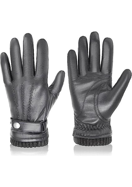 Bıson Denım Hakiki Deri Dokunmatik Eldiven – Smartphone Uyumlu