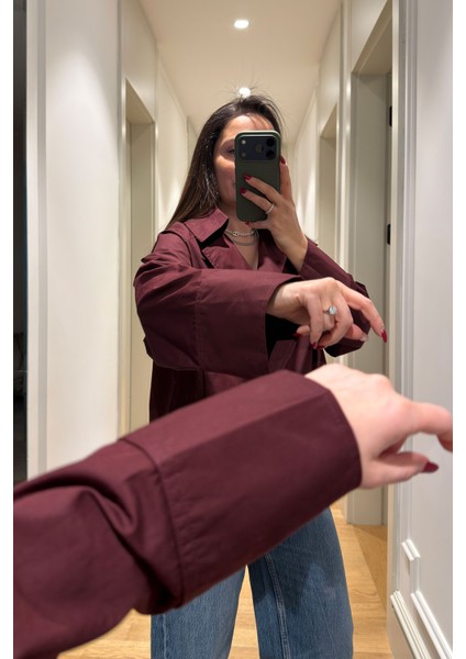 Reglan Kol Tasarım Premium Gömlek- Bordo modelleri