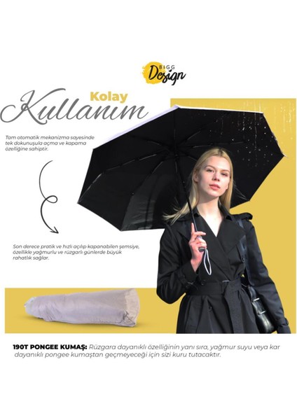 Açık Gri Tam Otomatik Uv Şemsiye, Rüzgar Dayanıklı, Hızlı Kuruyan, Çanta Boy fiyatları