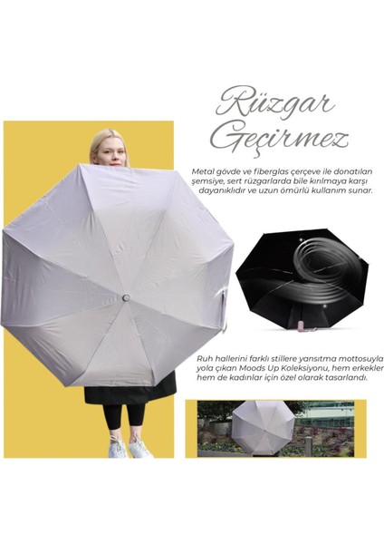 Açık Gri Tam Otomatik Uv Şemsiye, Rüzgar Dayanıklı, Hızlı Kuruyan, Çanta Boy fırsatları