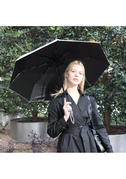 Açık Gri Tam Otomatik Uv Şemsiye, Rüzgar Dayanıklı, Hızlı Kuruyan, Çanta Boy