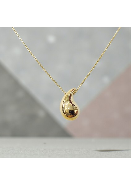 Damla Figürlü Bombeli Sarı Ayar Altın Kolye