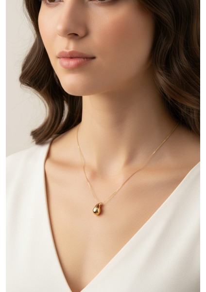 Damla Figürlü Bombeli Sarı Ayar Altın Kolye modelleri