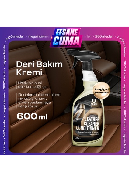 Deri Temizleyici & Bakım Kremi 1lt - Oto Koltuk, Kanepe Ayakkabı Çanta Için Nemlendirici Parlatıcı