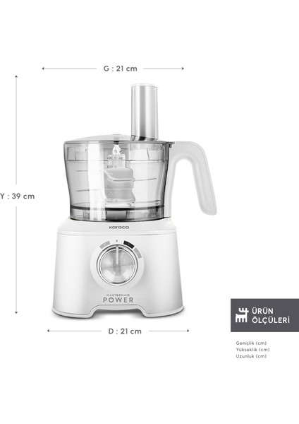 Mastermaid Power Multifunctional 10 In 1 Mutfak Robotu Matte White 2000W fiyatları