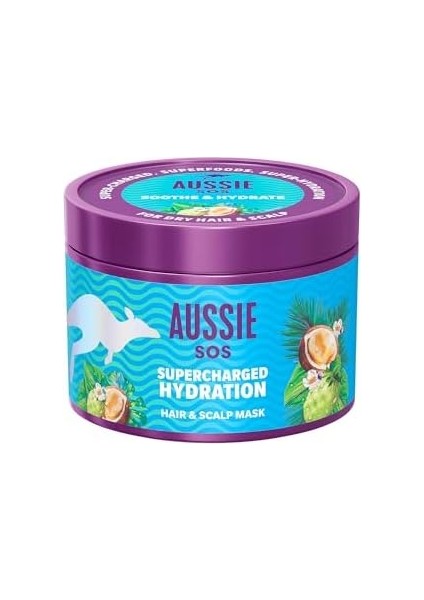 Aussie Sos Supercharged Hydration Saç & Saç Derisi Maskesi 500ML, Kuru Saç ve Kuru Saç Derisi Için