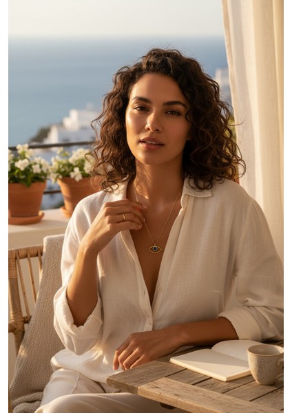 Nazar Boncuklu Koruyucu Göz Figürlü 14 Ayar Altın Kolye indirimleri