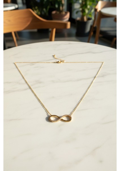 Sonsuzluk Figürlü Zirkon Taşlı Sarı Altın 14 Ayar Altınkolye fiyatları