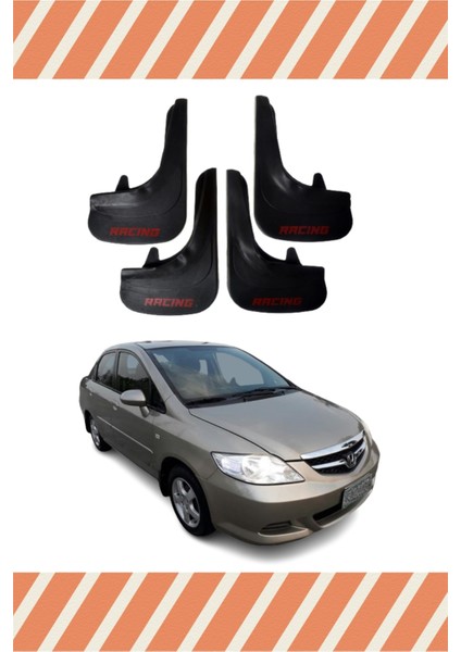 Honda City 2006-2009 Racing Yazılı 4'lü Tozluk Çamurluk Paçalık