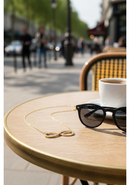 Sonsuzluk Figürlü Zirkon Taşlı Sarı Altın 14 Ayar Altınkolye modelleri