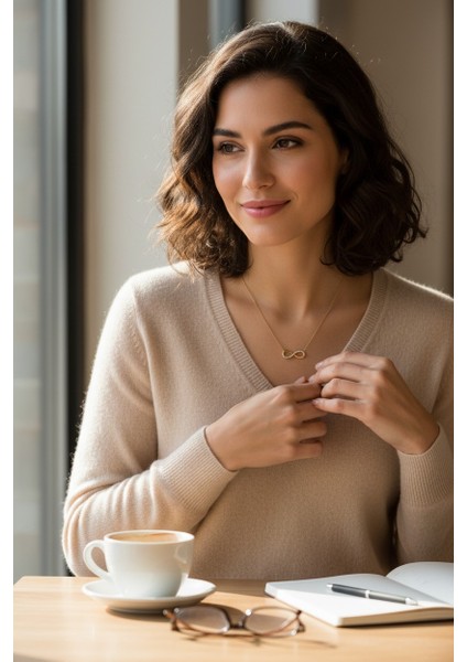 Sonsuzluk Figürlü Zirkon Taşlı Sarı Altın 14 Ayar Altınkolye indirimleri