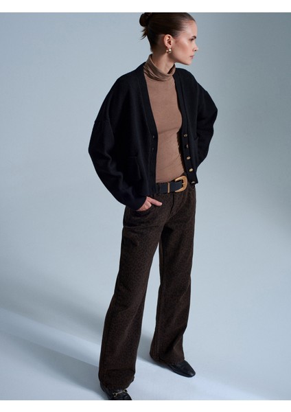 60999 Yün Karışımlı Cep Detaylı Triko Hırka-Siyah indirimleri