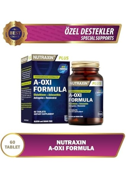 Nutraxin Plus A-Oxi Formula Glutathione + Astaxanthin 60 Tablet Takviye Edici Gıda fiyatları