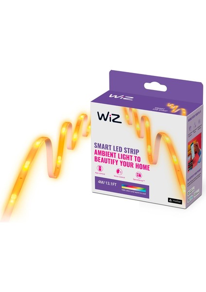 Ayarlanabilir Beyaz ve Renkli LED Şerit, 4 M, Type-C, 16 Milyon Renk, Wlan Üzerinden Uygulama/ses ile Akıllı Kontrol