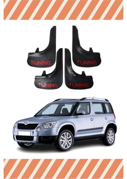 Skoda Yeti Tunıng Yazılı 4'lü Tozluk Çamurluk Paçalık