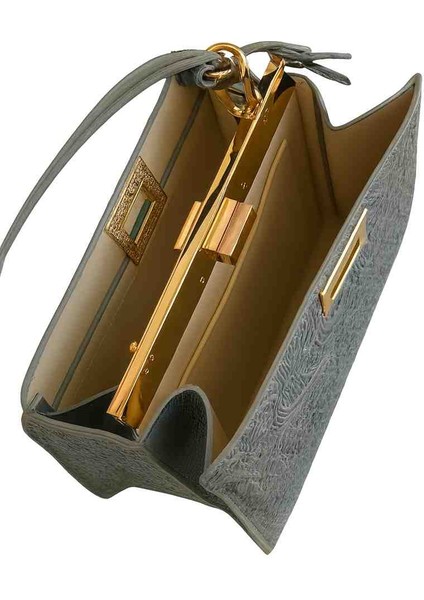 Premium Gri Mini Top Handle Kadın Omuz ve El Çantası– Altın Tokalı Şık Tasarım modelleri
