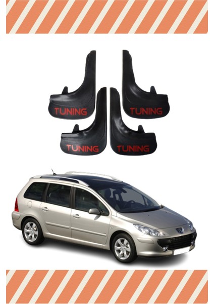 Peugeot 307 Stw Tüm Kasalar Tunıng Yazılı 4'lü Tozluk Çamurluk Paçalık